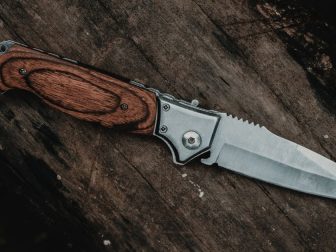 Brown-handled knife