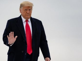 President Donald J. Trump disembarks Marine One at Valley International Airport in Harlingen, Texas Tuesday, Jan. 12, 2021, and boards Air Force One en route to Joint Base Andrews, Md.