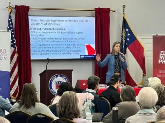 An election integrity meeting is held by Tea Party Patriots Action in Marietta, Georgia, on Thursday.