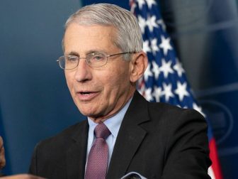 Director of the National Institute of Allergy and Infectious Diseases Dr. Anthony S. Fauci addresses his remarks and urges citizens to continue to follow the President’s coronavirus guidelines during a coronavirus (COVID-19) briefing Wednesday, April 22, 2020, in the James S. Brady White House Press Briefing Room of the White House.