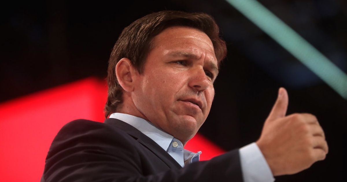 Governor Ron DeSantis speaking with attendees at the 2021 Student Action Summit hosted by Turning Point USA at the Tampa Convention Center in Tampa, Florida