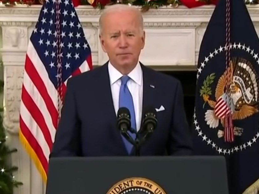 President Joe Biden gave a speech regarding the omicron variant of COVID and the United States' next steps in combating the virus from the White House campus on Tuesday.