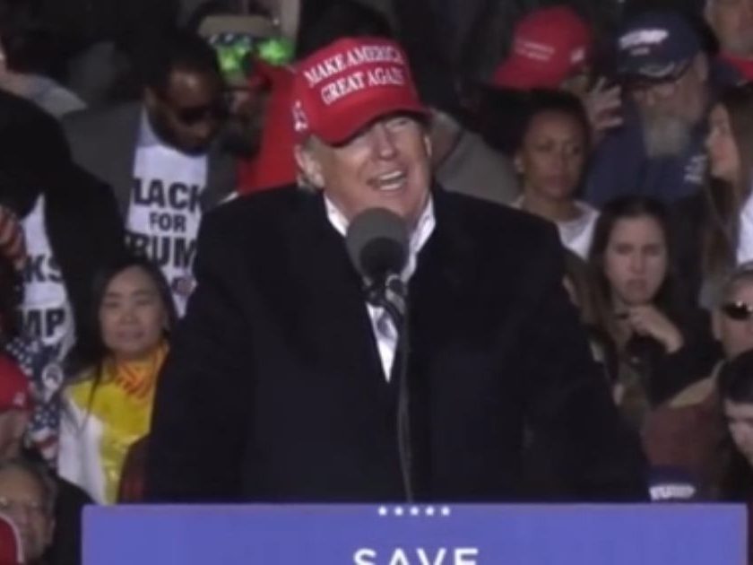 Former President Donald Trump give a speech during a Save America rally in Florence, Arizona, on Saturday.