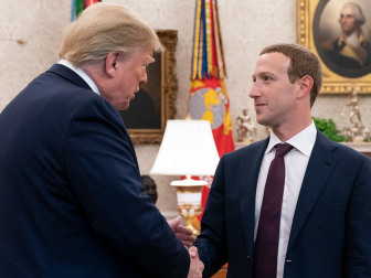 President Donald J. Trump welcomes Facebook CEO Mark Zuckerberg Thursday, Sept. 19, 2019, to the Oval Office of the White House. (Official White House Photo by Joiyce N. Boghosian)