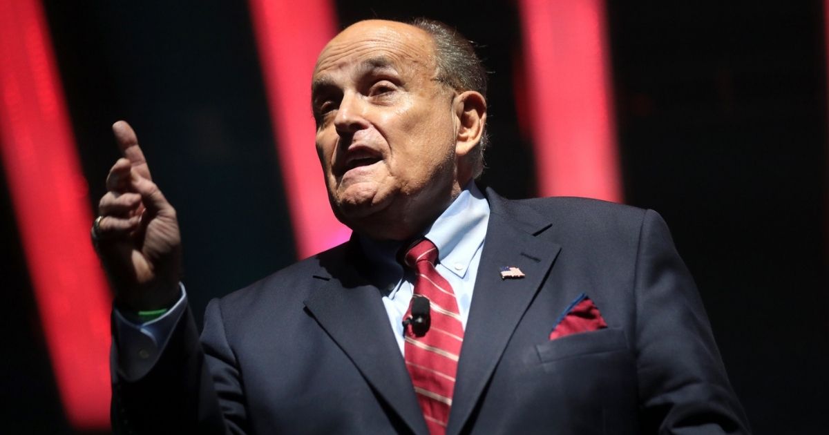 Former Mayor Rudy Giuliani speaking with attendees at the 2019 Student Action Summit hosted by Turning Point USA at the Palm Beach County Convention Center in West Palm Beach, Florida.