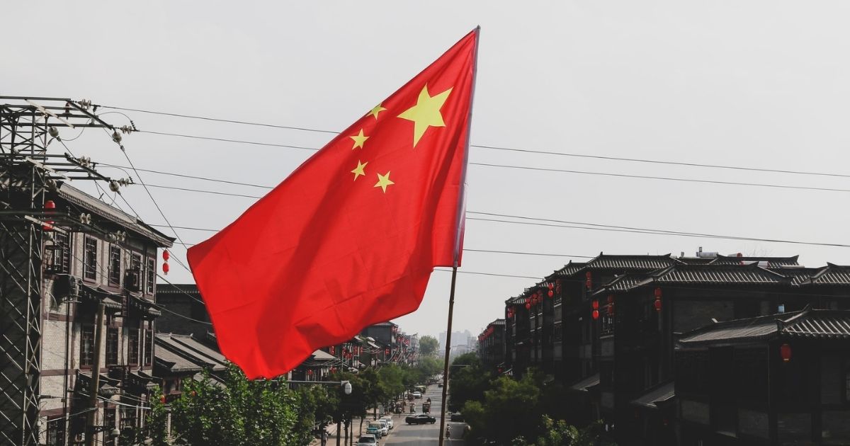 Chinese flag on a pole