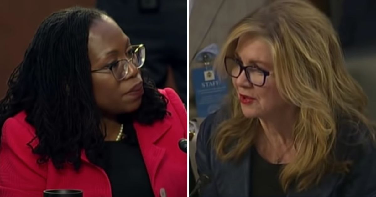 On Tuesday, GOP Sen. Marsha Blackburn of Tennessee, right, questioned Supreme Court justice nominee Ketanji Brown Jackson, left, during the second day of the Senate Judiciary Committee hearing for Jackson's nomination.