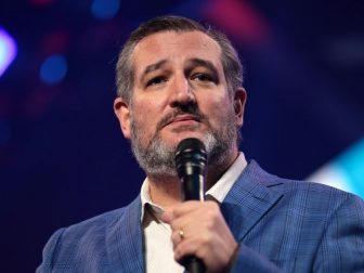 U.S. Senator Ted Cruz speaking with attendees at the 2021 AmericaFest at the Phoenix Convention Center in Phoenix, Arizona.