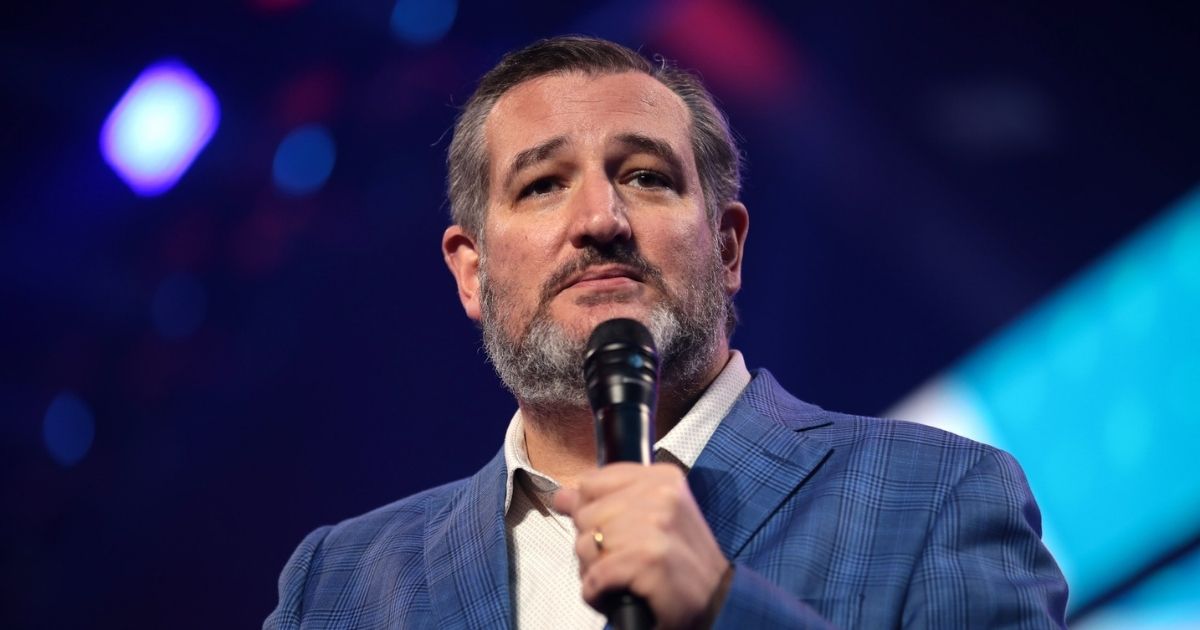 U.S. Senator Ted Cruz speaking with attendees at the 2021 AmericaFest at the Phoenix Convention Center in Phoenix, Arizona.