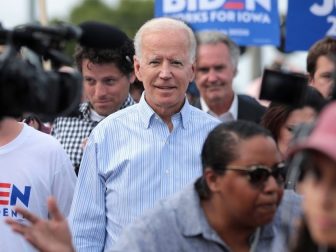 oe Biden walking with supporters