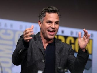 Mark Ruffalo speaking at the 2017 San Diego Comic Con International.