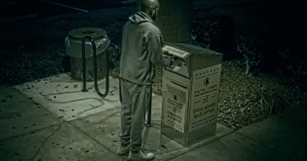 New surveillance footage shows a man stuffing several ballots into a ballot box during the 2020 election.
