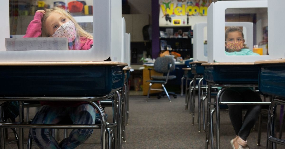 Second graders sitting in classroom at Wesley Elementary School.