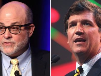 Fox News hosts Mark Levin, left, and Tucker Carlson, right, have decided to return to the social media platform Twitter after it was announced the company was bought by self-made billionaire Elon Musk, who advocates strongly for free speech.