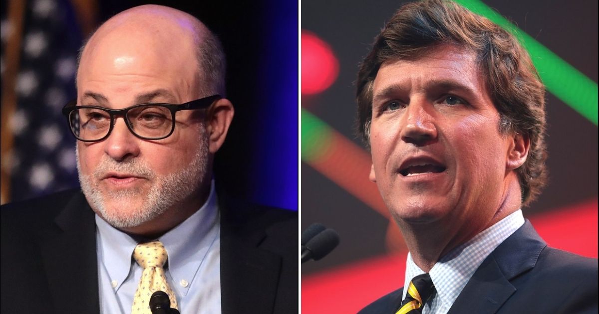 Fox News hosts Mark Levin, left, and Tucker Carlson, right, have decided to return to the social media platform Twitter after it was announced the company was bought by self-made billionaire Elon Musk, who advocates strongly for free speech.