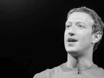 Mark Zuckerberg, black and white.