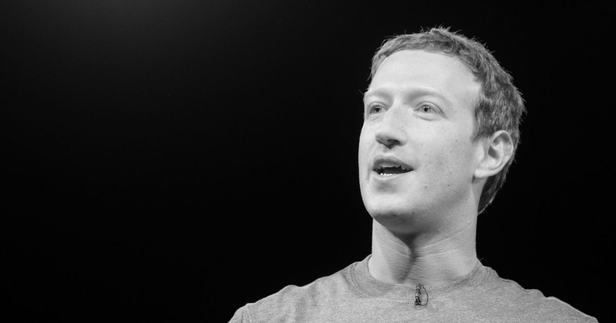 Mark Zuckerberg, black and white.