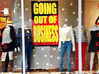 A clothing store going out of business.