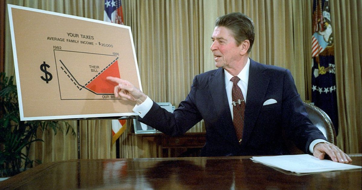 Former President Ronald Reagan outlines his plan for Tax Reduction Legislation in a televised address in July of 1981.