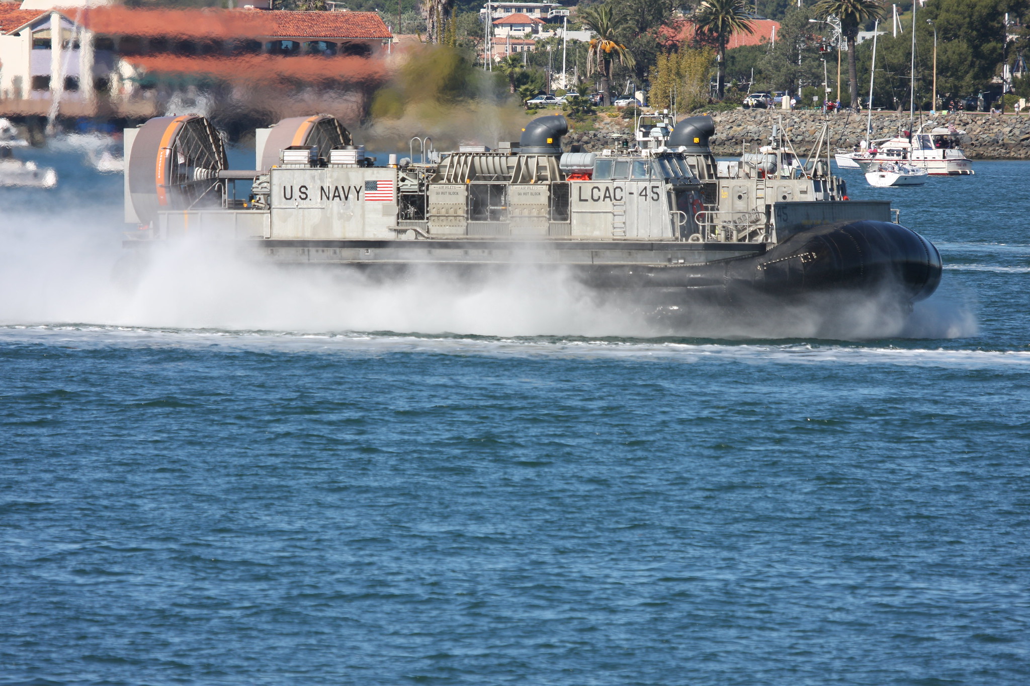 A US Navy LCAC does maneuvers.