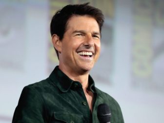 Tom Cruise speaking at the 2019 San Diego Comic Con International, for "Top Gun: Maverick", at the San Diego Convention Center in San Diego, California.