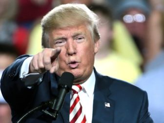 Donald Trump speaking with supporters at a campaign rally at the Prescott Valley Event Center in Prescott Valley, Arizona.