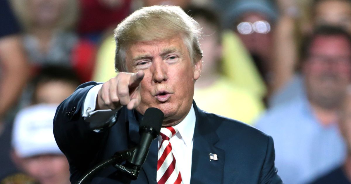 Donald Trump speaking with supporters at a campaign rally at the Prescott Valley Event Center in Prescott Valley, Arizona.