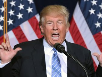 Donald Trump speaking to supporters at an immigration policy speech at the Phoenix Convention Center in Phoenix, Arizona.