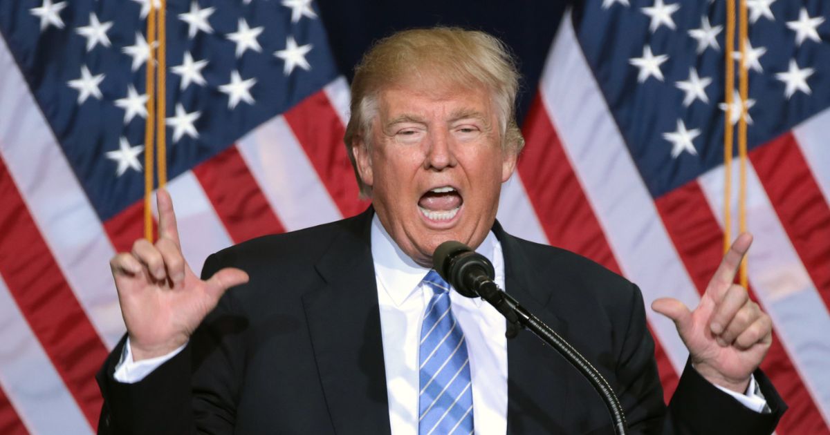 Donald Trump speaking to supporters at an immigration policy speech at the Phoenix Convention Center in Phoenix, Arizona.