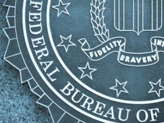 The FBI emblem is seen in this photo.