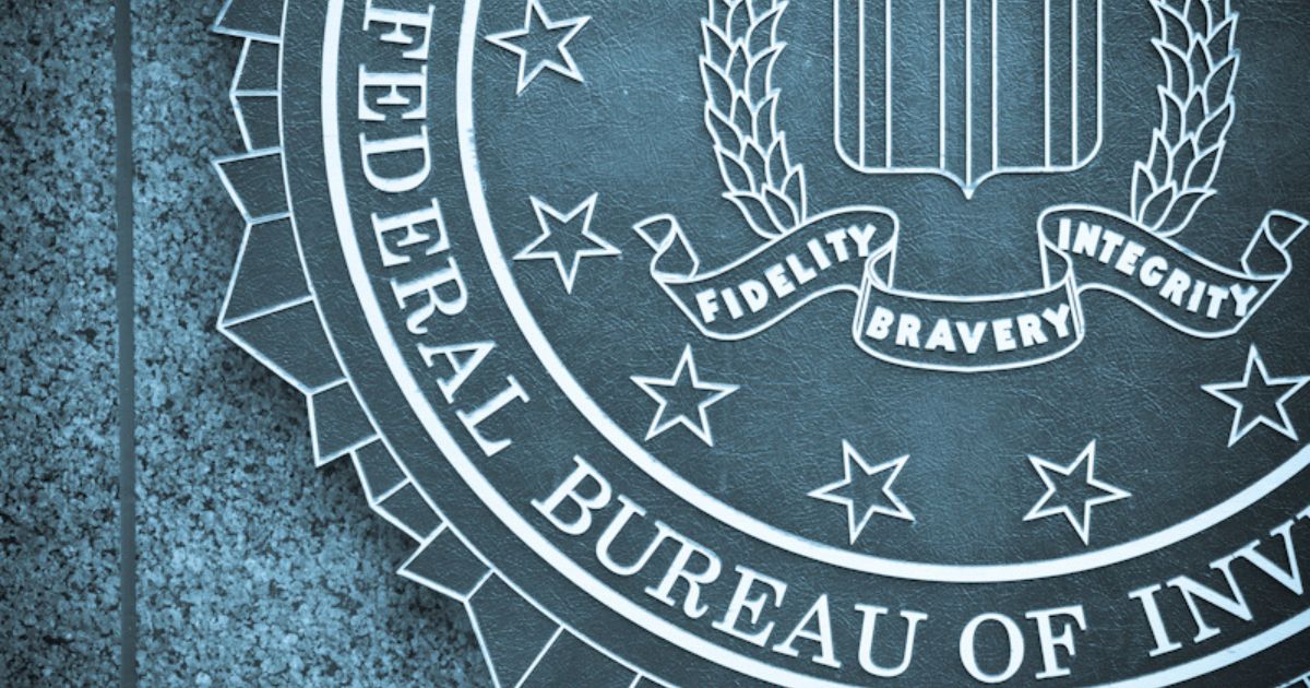 The FBI emblem is seen in this photo.