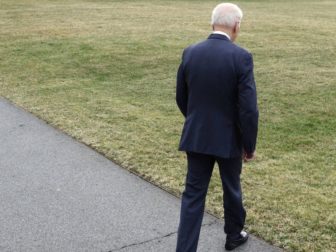 President Joe Biden walks towards Marine One before a departure from the White House for Cleveland, Ohio, on Feb. 17, 2022.