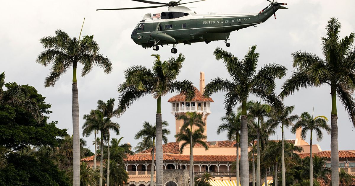 Marine One lifts-off after returning President Donald J. Trump to Mar-a-Lago Friday, March 29, 2019, following his visit to the 143-mile Herbert Hoover Dike near Canal Point, Fla., that surrounds Lake Okeechobee.