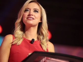 Former White House Press Secretary Kayleigh McEnany speaking with attendees at the 2022 Student Action Summit at the Tampa Convention Center in Tampa, Florida.