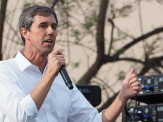 Beto O'Rourke speaks at a rally.