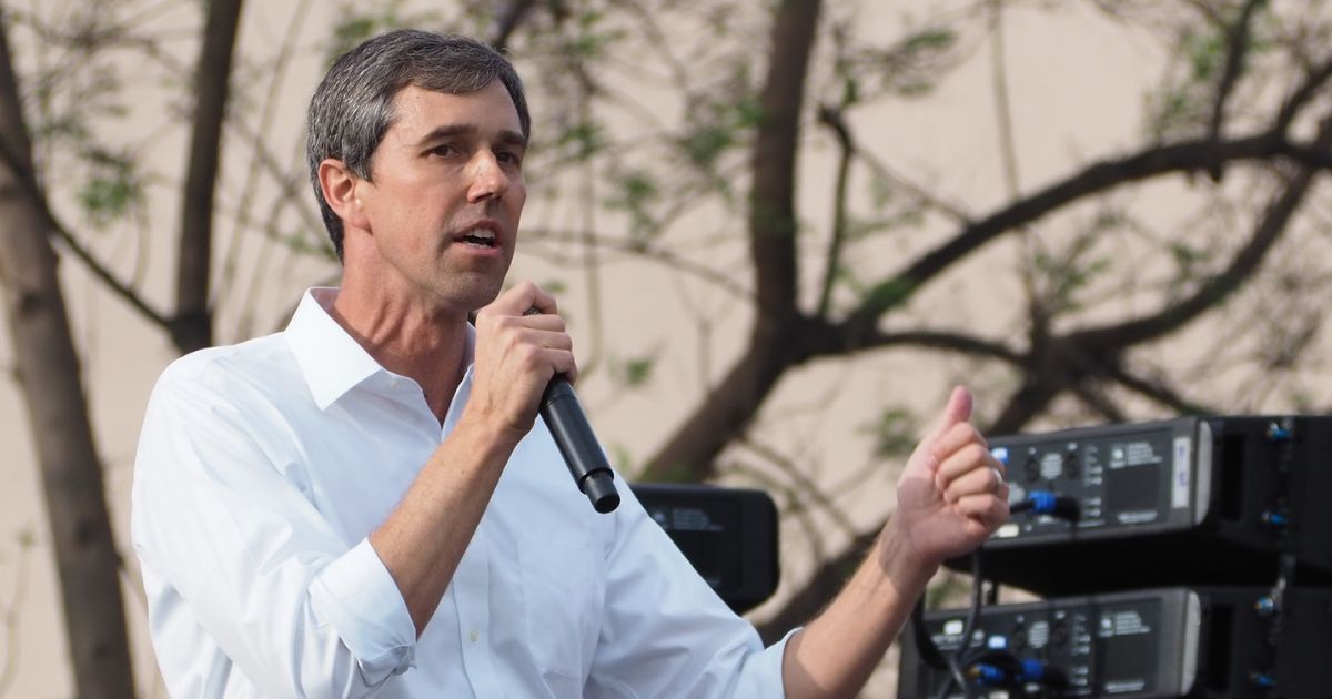 Beto O'Rourke speaks at a rally.