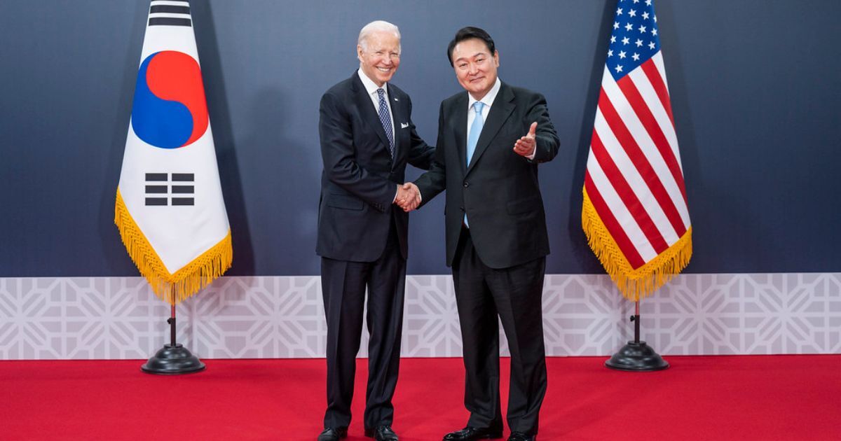 President Joe Biden poses for an official photo with South Korean President Yoon Suk Yeol, Saturday, May 21, 2022, at the People’s House in Seoul, South Korea. (Official White House Photo by Adam Schultz)