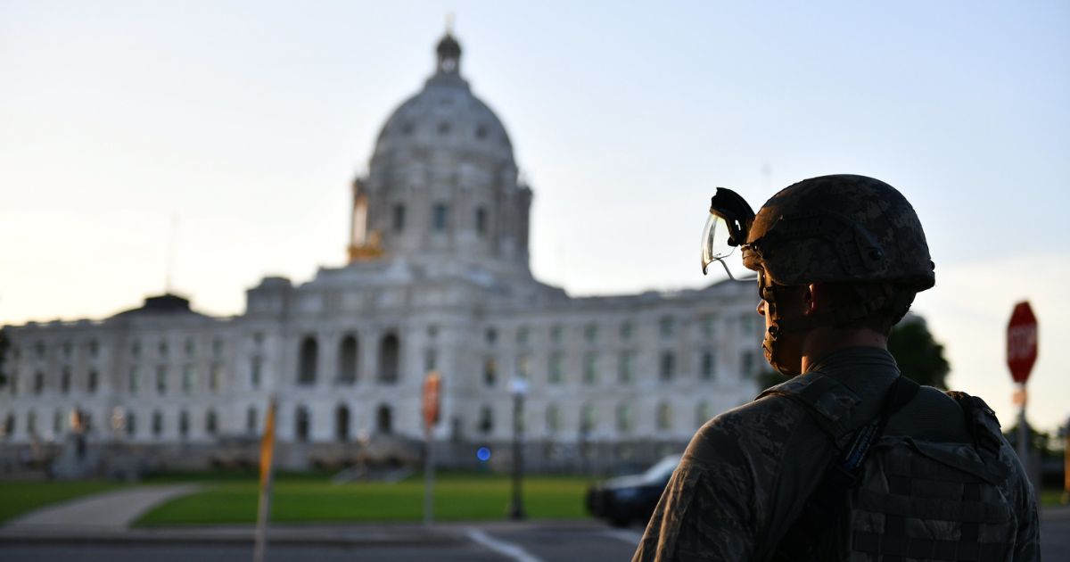 The Minnesota National Guard at the grounds of the state's capitol.