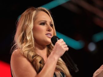 Tomi Lahren speaking with attendees at the 2021 Student Action Summit hosted by Turning Point USA at the Tampa Convention Center in Tampa, Florida.