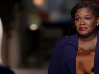 Cori Bush speaking during an interview