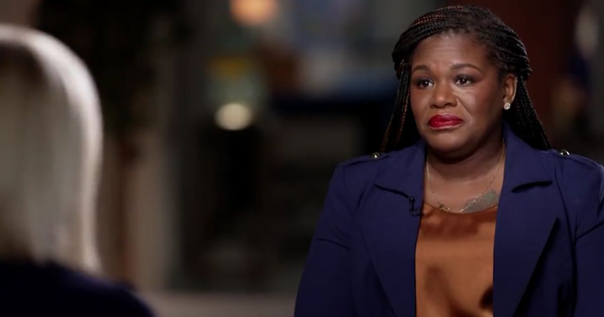 Cori Bush speaking during an interview