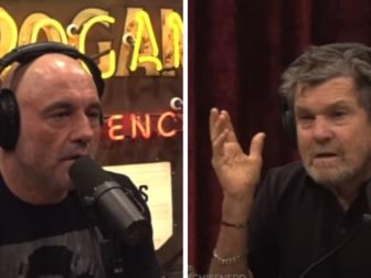 Podcast host and commentator Joe Rogan, left, takes on Rolling Stone founder Jann Wenner, right, over Wenner's support for the government regulating the internet.