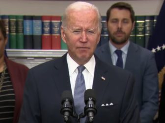President Joe Biden delivers remarks from the White House.