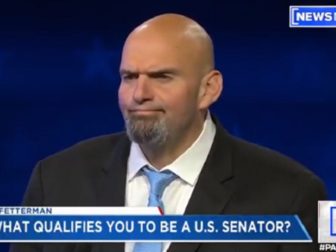 Pennsylvania Lt. Gov. John Fetterman on stage at Tuesday's debate.