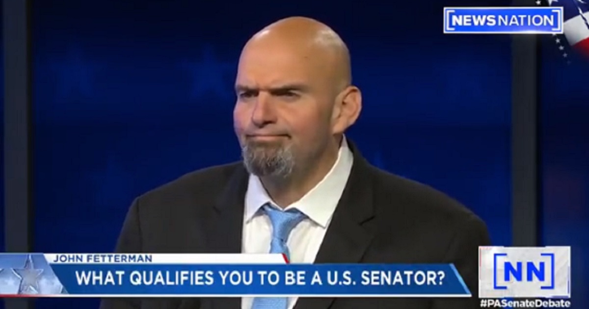 Pennsylvania Lt. Gov. John Fetterman on stage at Tuesday's debate.