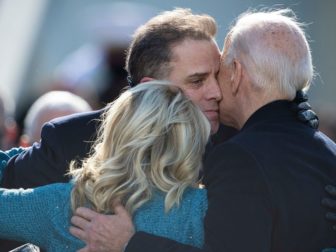 President Joe Biden hugs his family during the 59th Presidential Inauguration ceremony in Washington, D.C., on Jan. 20, 2021.