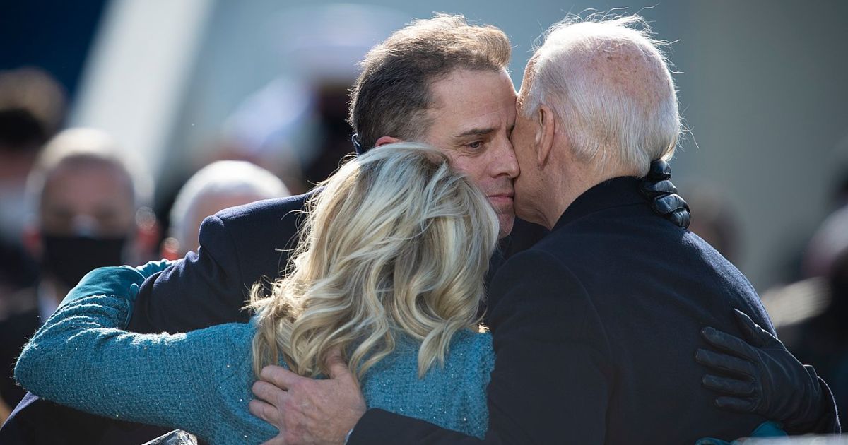 President Joe Biden hugs his family during the 59th Presidential Inauguration ceremony in Washington, D.C., on Jan. 20, 2021.