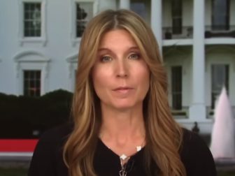 MSNBC host Nicolle Wallace is seen on Monday while interviewing Dem. Congressman Jim Himes.