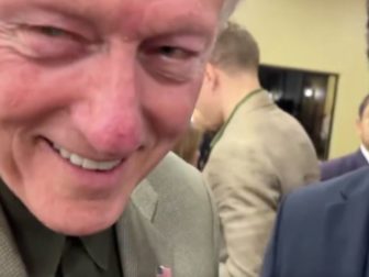 Former President Bill Clinton reacts to a question during a Democratic campaign event Monday in Laredo, Texas.