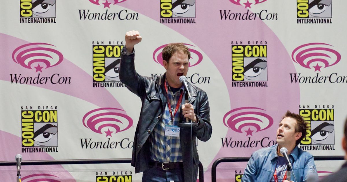 SHUT UP, CRIME! Rainn Wilson delivering his catch phrase from "Super" Moscone Center, San Francisco, CA.